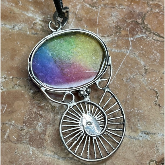 NEW Handmade Women's  Rainbow Solar Quartz Silver Plated Necklace - Picture 4 of 11